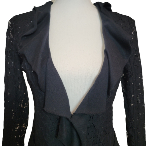 Free People Black Lace Ruffled Cardigan in 6 - Picture 2 of 7